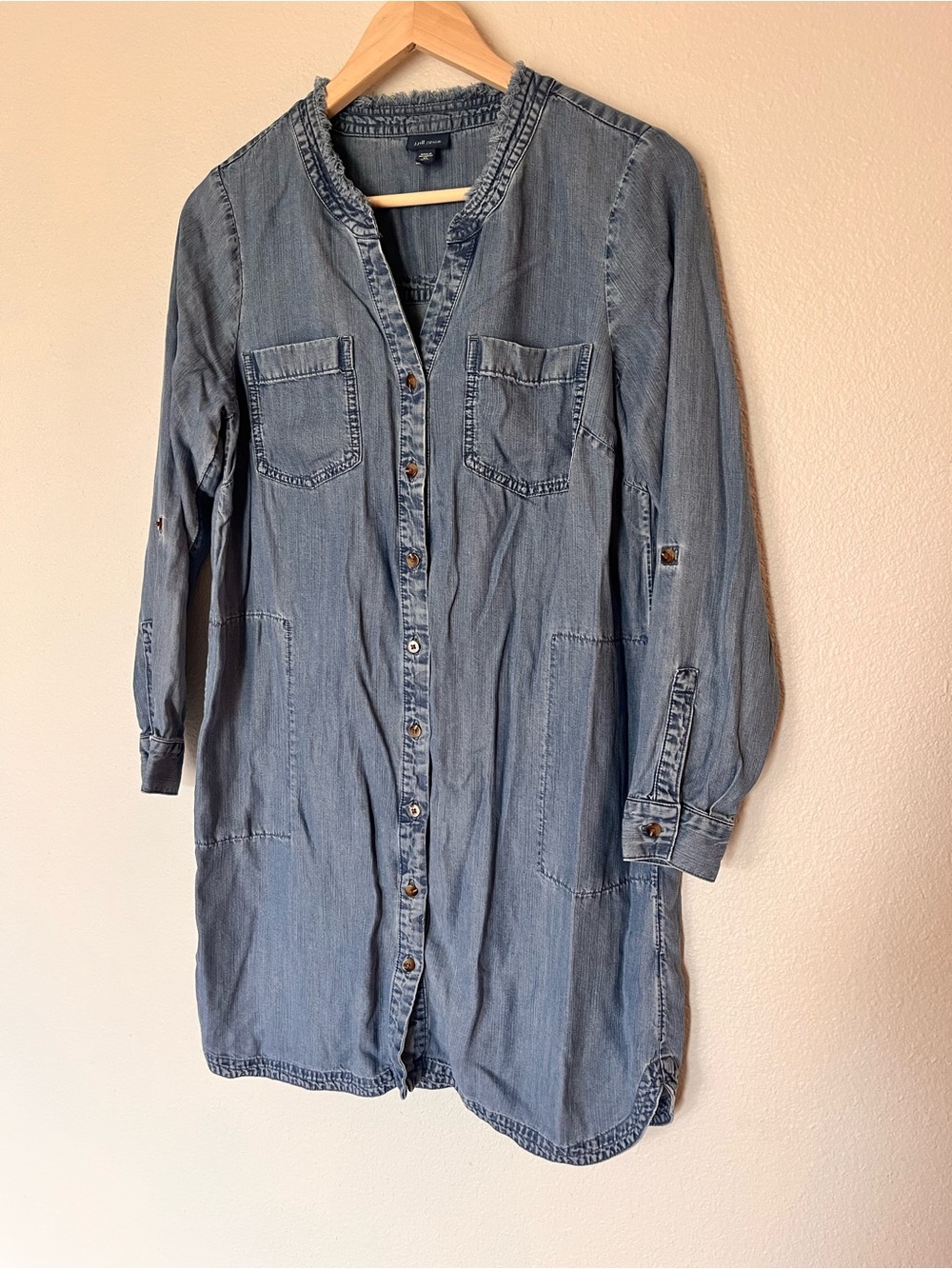 J. Jill Light Blue Long Sleeve Denim Shirt Dress